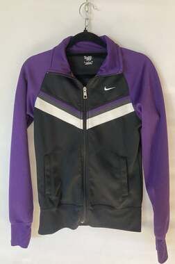 Nike Jacket Junior Small White Black Purple Full Zip Gym Track